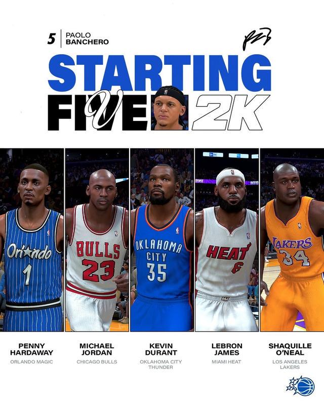 班凱羅心中的2K一陣：哈達威、喬丹、杜蘭特、詹姆斯、奧尼爾