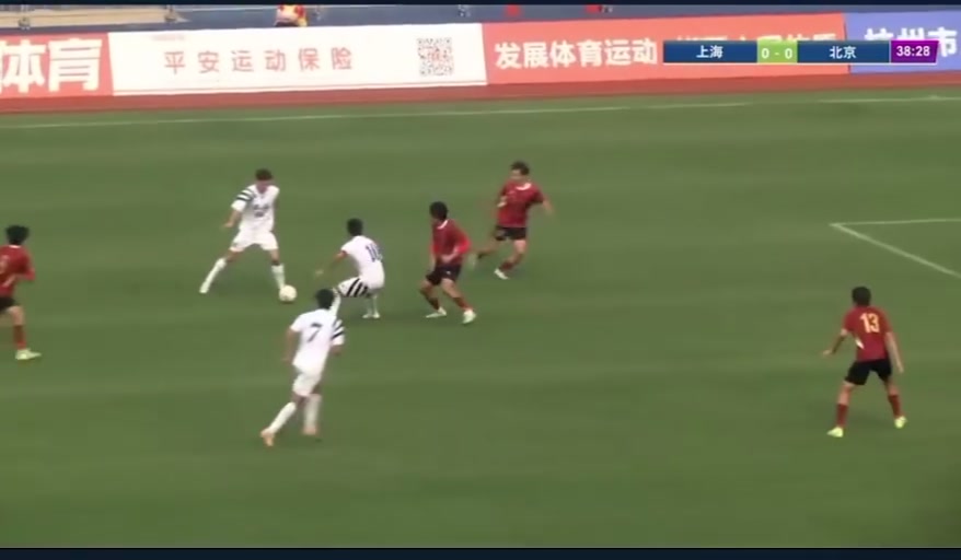 脫韁野馬啊全運會上海隊長蒯紀聞帶球殺入禁區(qū)破門